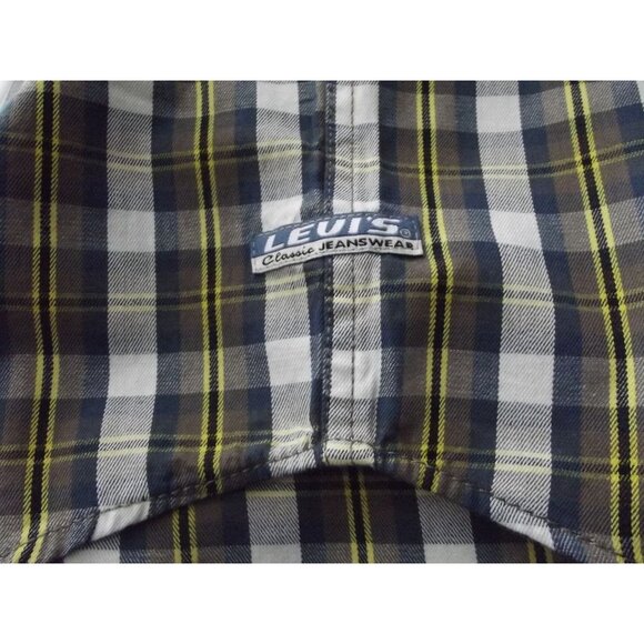 Levis Shirt Mens Size Large Plaid Button-Up Long Sleeve Brown Blue Yellow - Picture 5 of 11